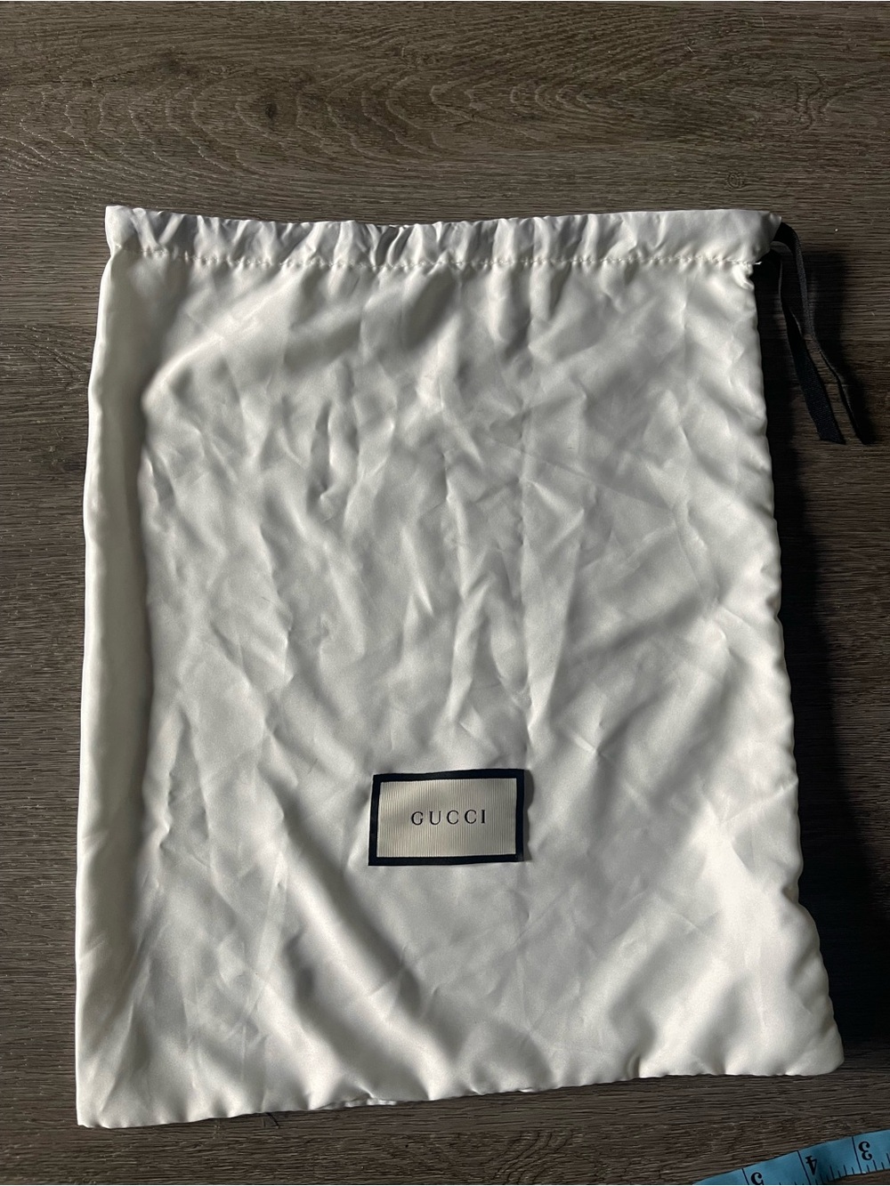 Gucci White Drawstring Dust Bag with Black Trim